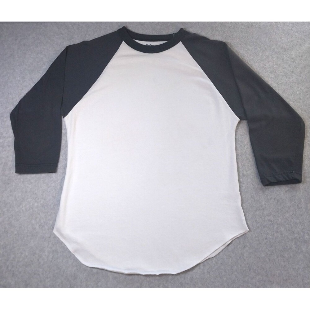 Rawlings Men's White Dark Gray 3/4 Sleeve Baseball Raglan T-Shirt Logo Size Med